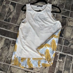 Mustard Striped Tank with Floral Back